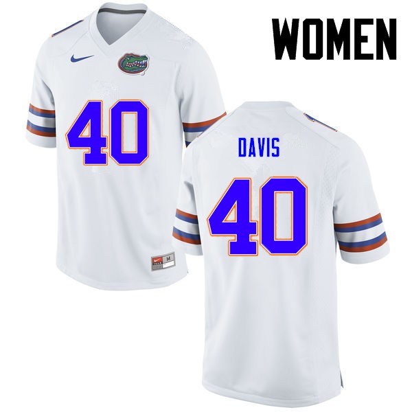 Florida Gators Women #40 Jarrad Davis College Football Jersey White